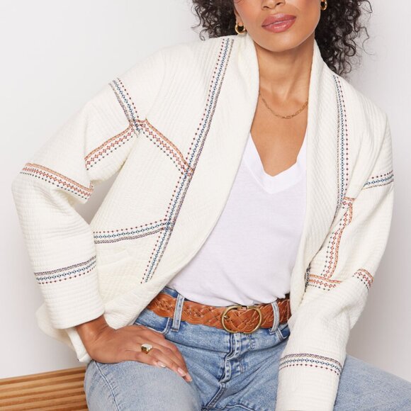 Blank NYC Quilted Embroidered Jacket White XS - Picture 1 of 12